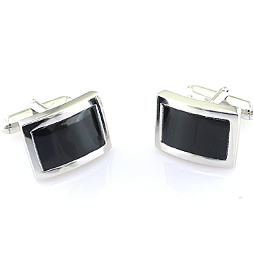 SILVER BLACK ONYX CUFFLINKS