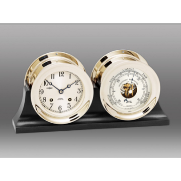CHELSEA 4.5" SHIP'S BELL CLOCK/BAROMTR HINGE NICKL
