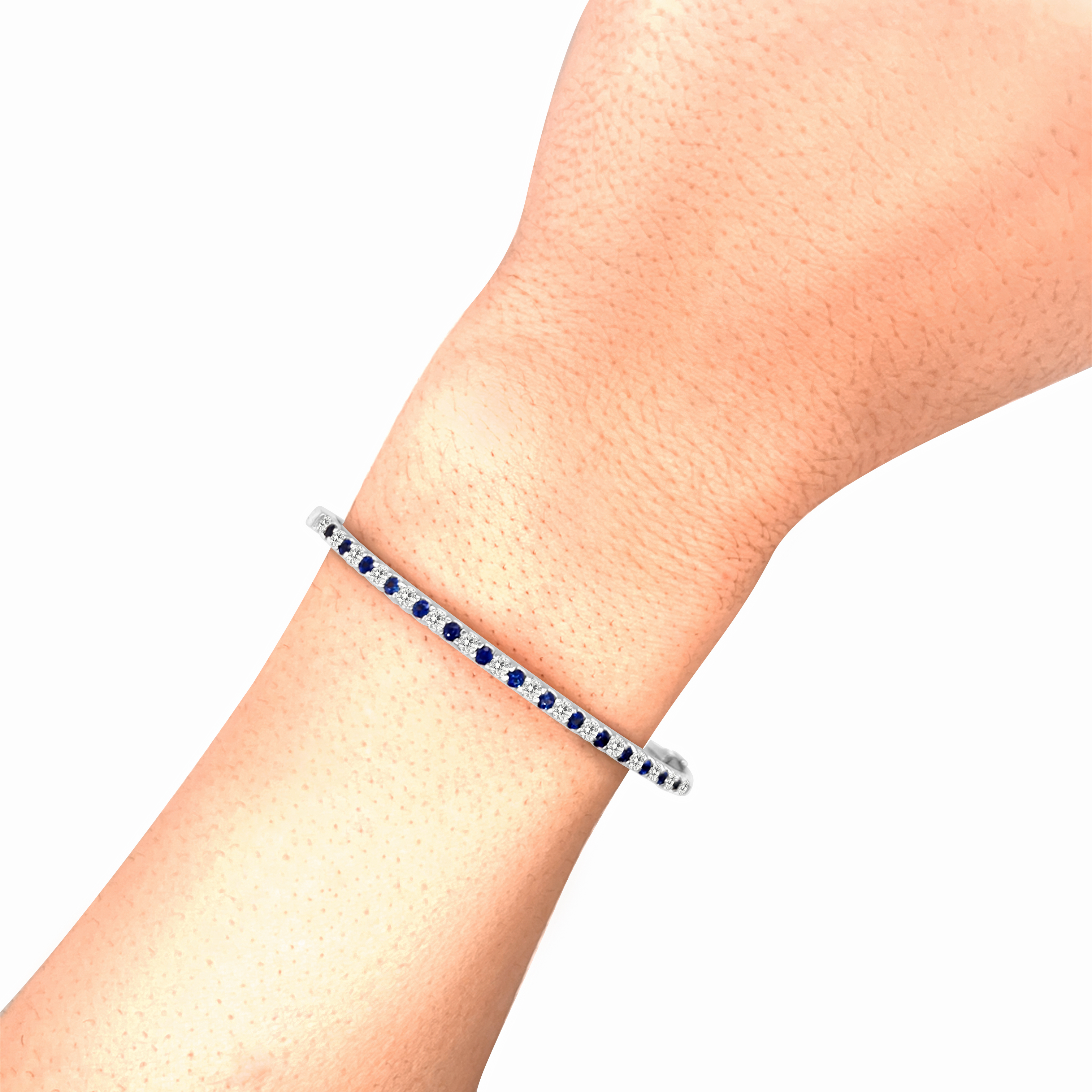 14KW GOLD SAPPHIRE & DIAMOND BANGLE BRACELET 18S=.92CT, 18D=.77CT