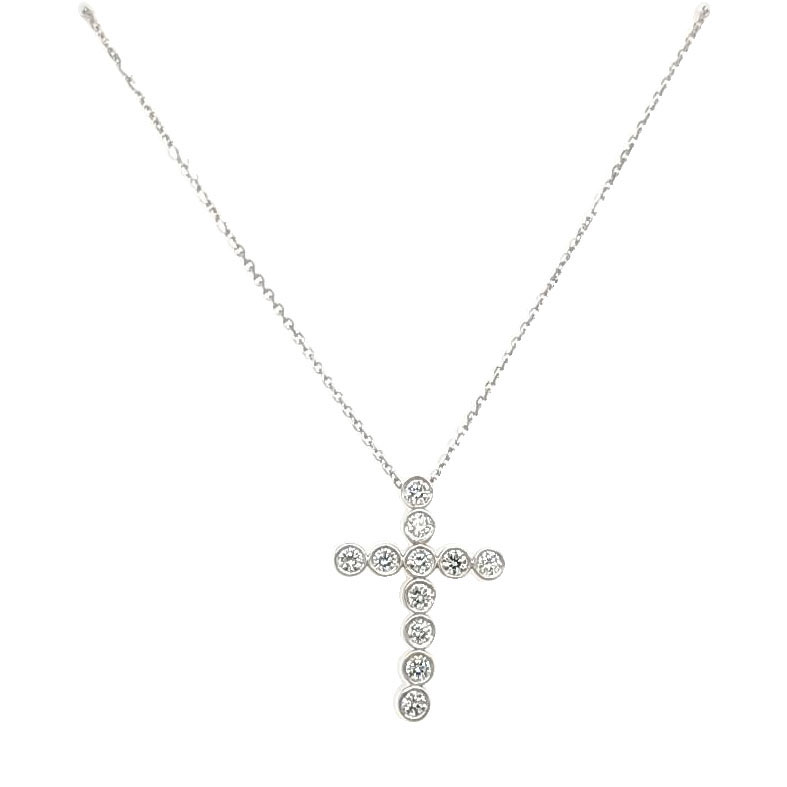14KW GOLD DIAMOND CROSS & CHAIN 11D=.46CT 